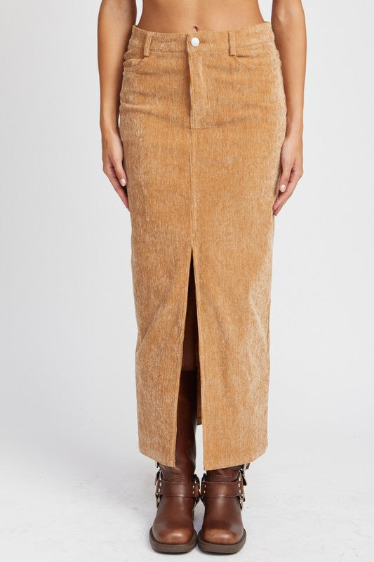 Corduroy Skirt w/ Split