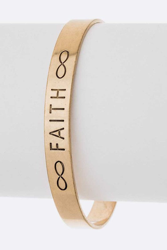 Brass Faith Engraved Open Cuff