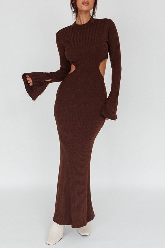 Long Sleeves with Flared Cuffs Maxi Dress