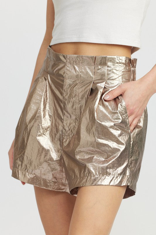 Paperbag Metallic Shorts